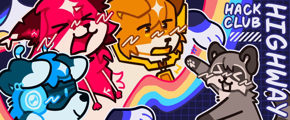 A badge of a Cerberus and a raccoon laughing together, with the text 