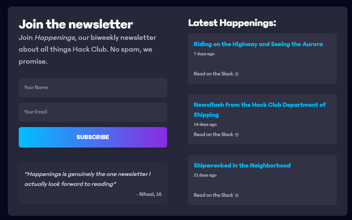 Hack Club Site Redesign