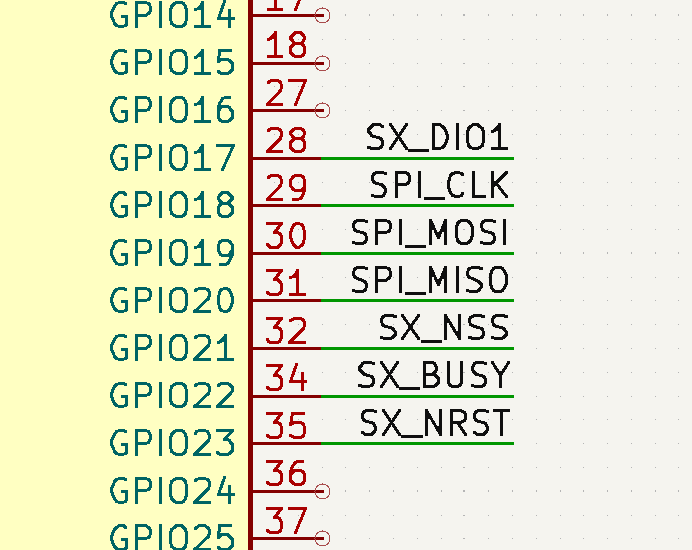 Digital pins connected to RP2040