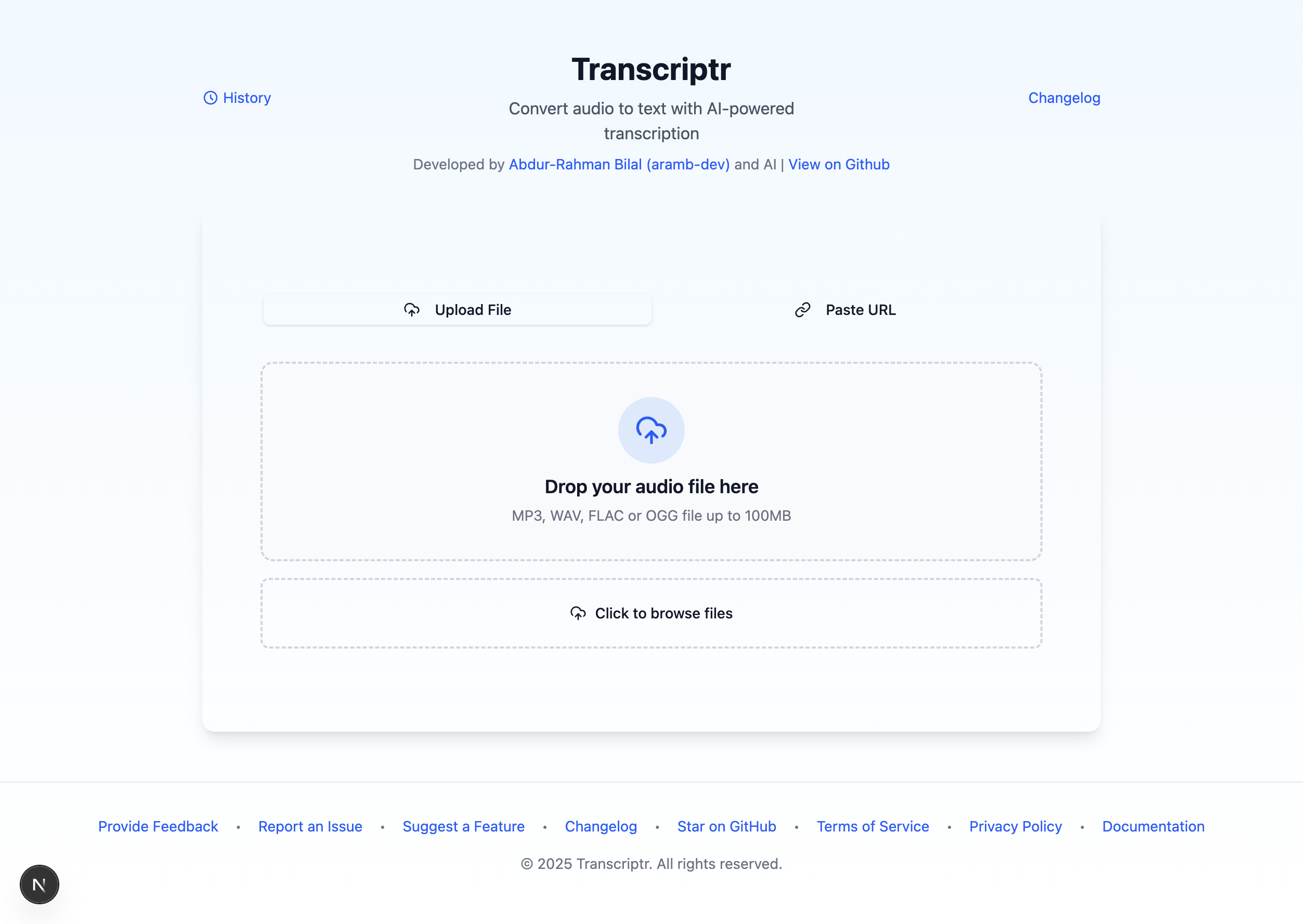 Transcriptr Screenshot