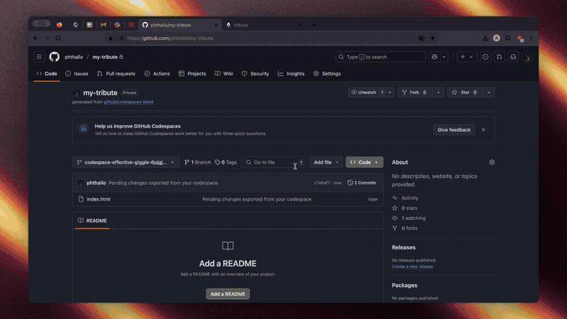 Publishing a static website on GitHub pages.