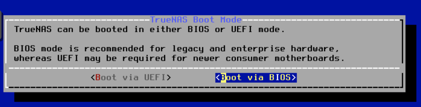 boot via bios or via uefi screen