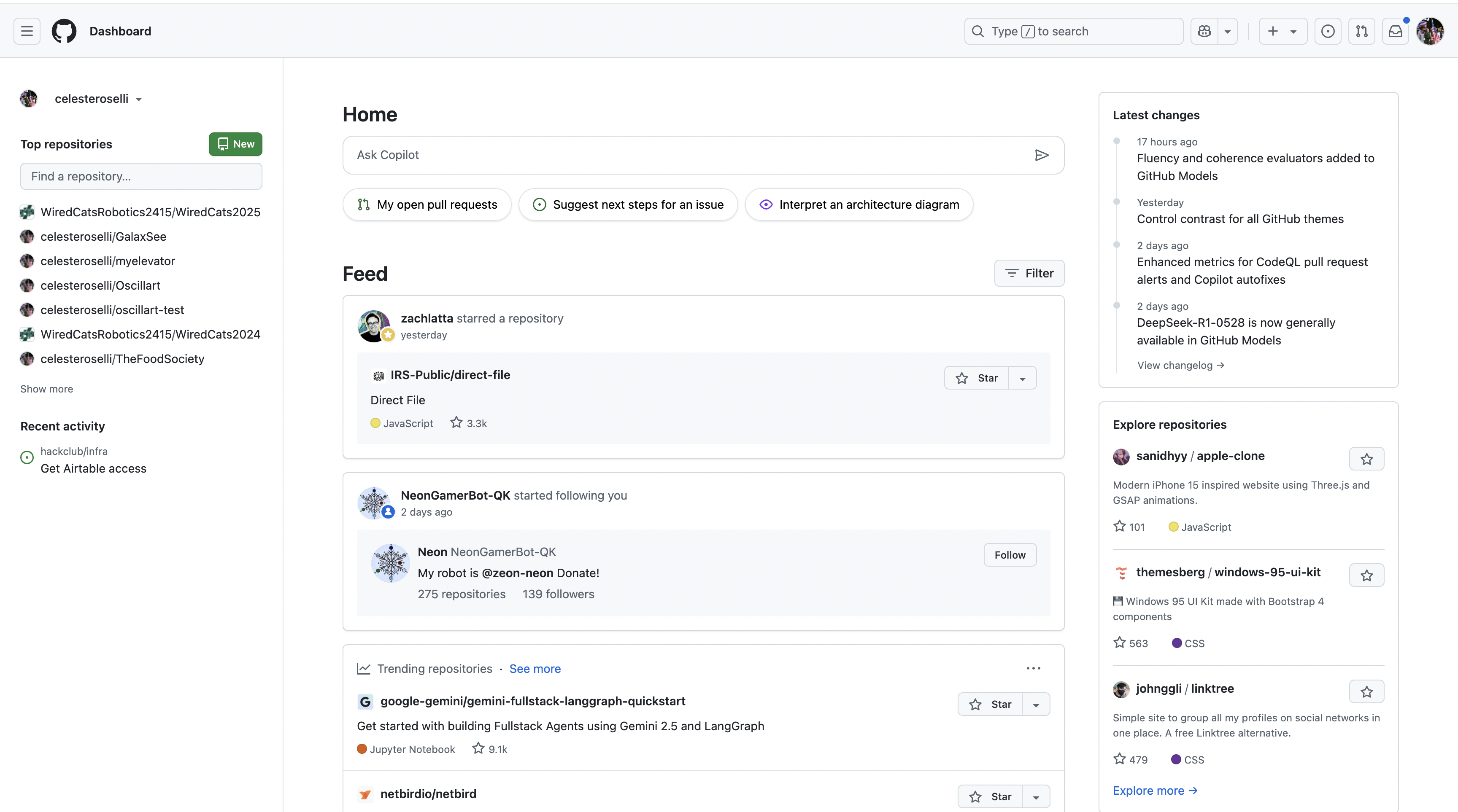 Github landing screen