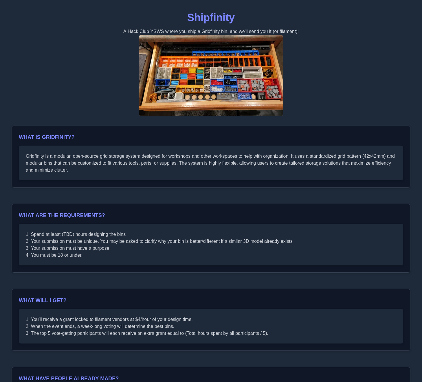 Shipfinity YSWS