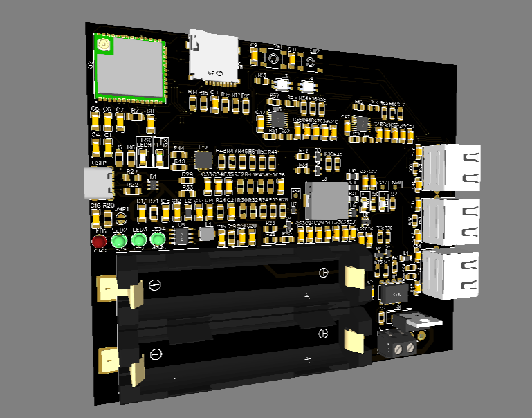 Finished PCB 3D model