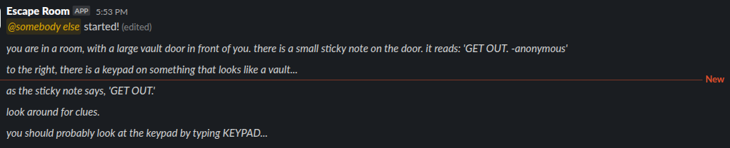 Escape room in slack