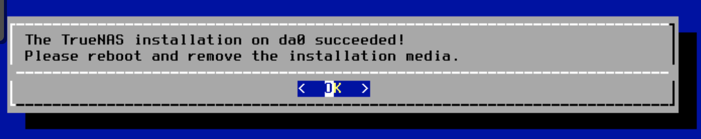 installation succeded message